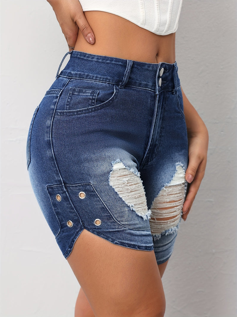 Women'S Ripped Denim Shorts.