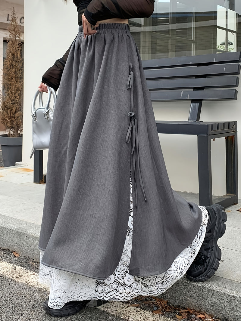 Women's Elegant High-Waisted Long Flared Skirt.