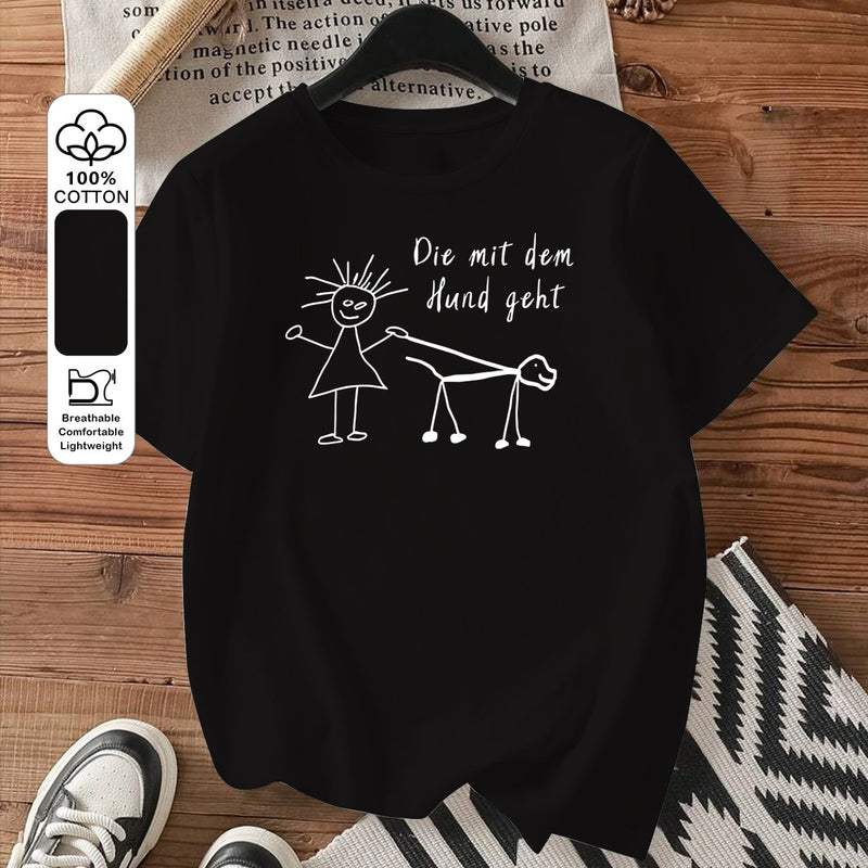 Women's Fashion Printed Round Neck Short Sleeve T-Shirt.