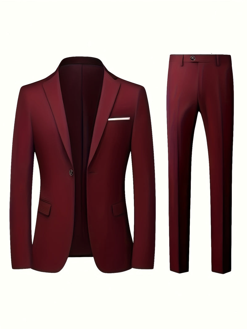 Men's 3pcs Suit Set: Jacket + Vest + Pants, Business Casual.