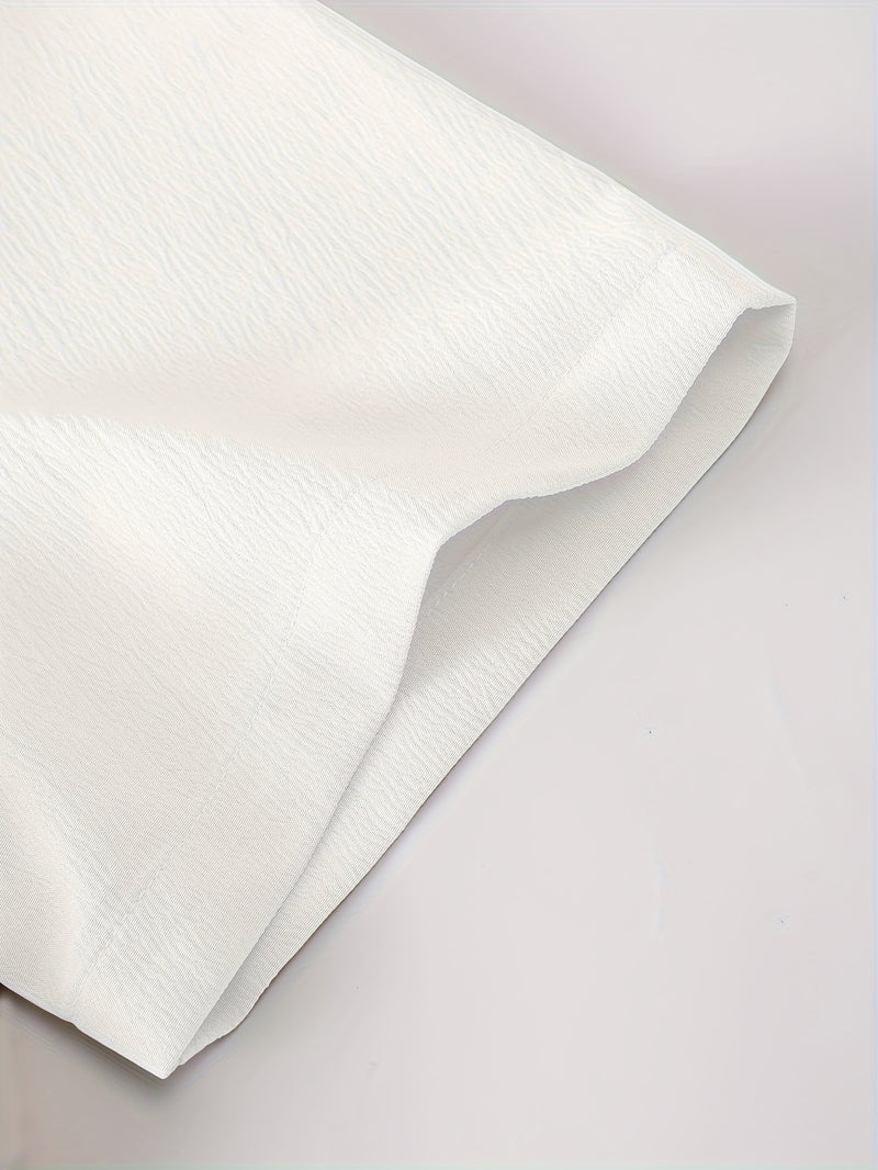 Men's Casual Solid Color Suit Collar Shirt and Trousers Set.