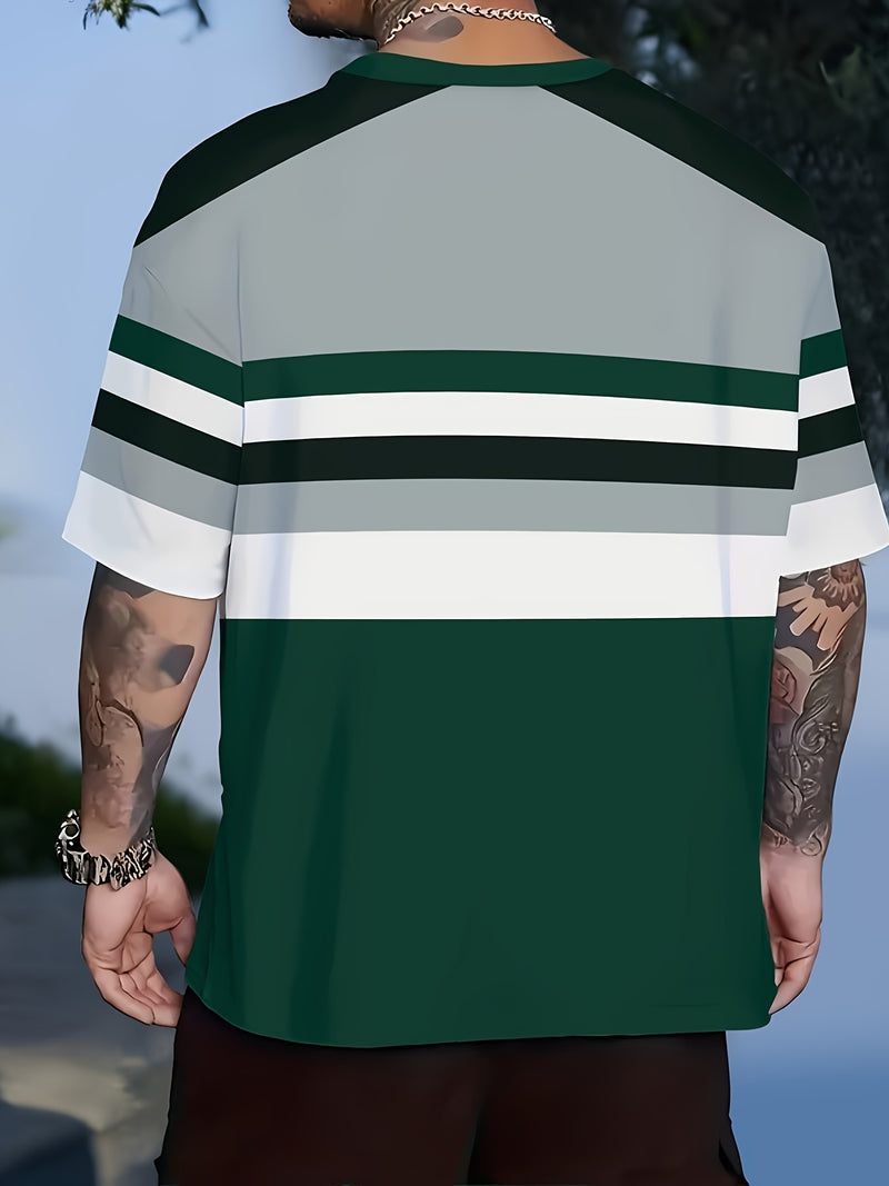 3pcs Men's Stylish Round Neck Short-Sleeve T-Shirts.