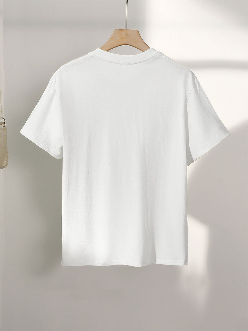 Women’s Graphic Print T-shirt, Short Sleeve Crew Neck Casual.