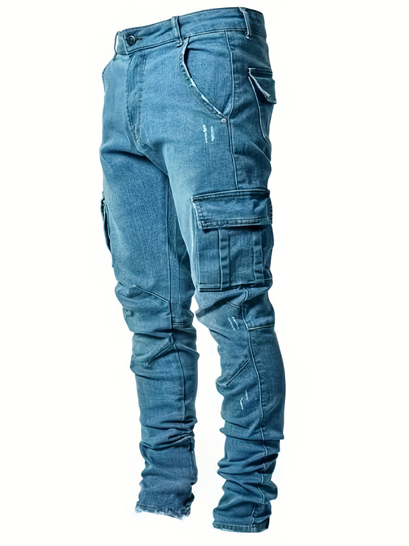 Men's Trendy Casual Long Pants with Multiple Pockets.