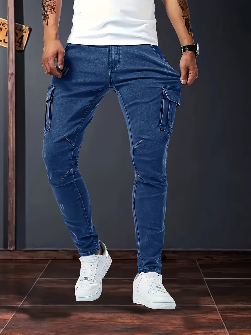 Men's Trendy Casual Long Pants with Multiple Pockets.