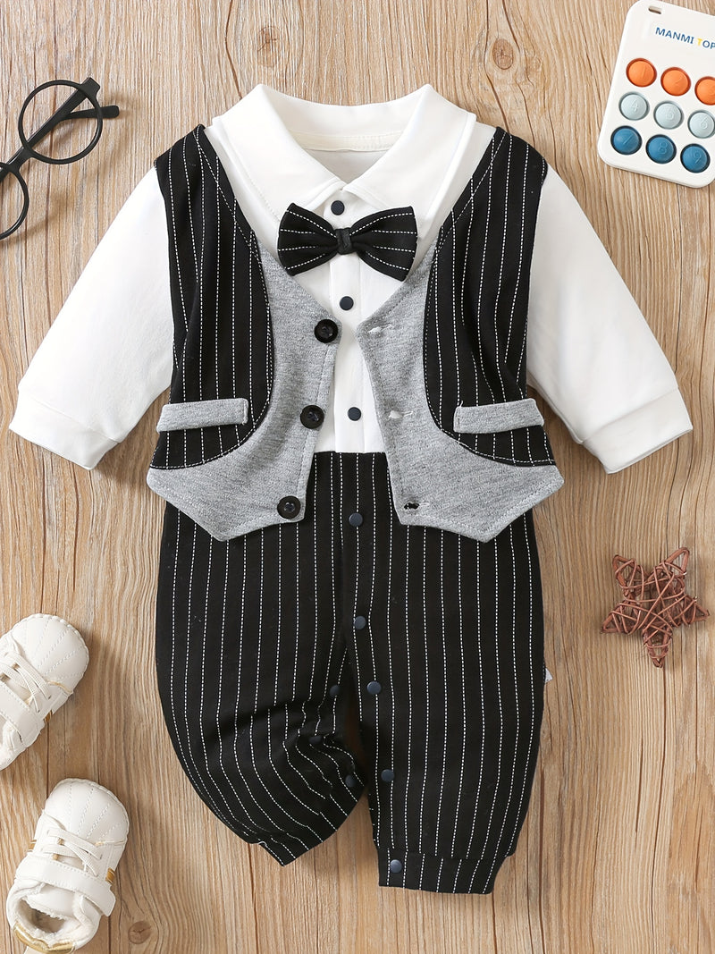 Newborn 2-in-1 Jumpsuit First Birthday & Full Moon Outfit with Fake 2pcs.