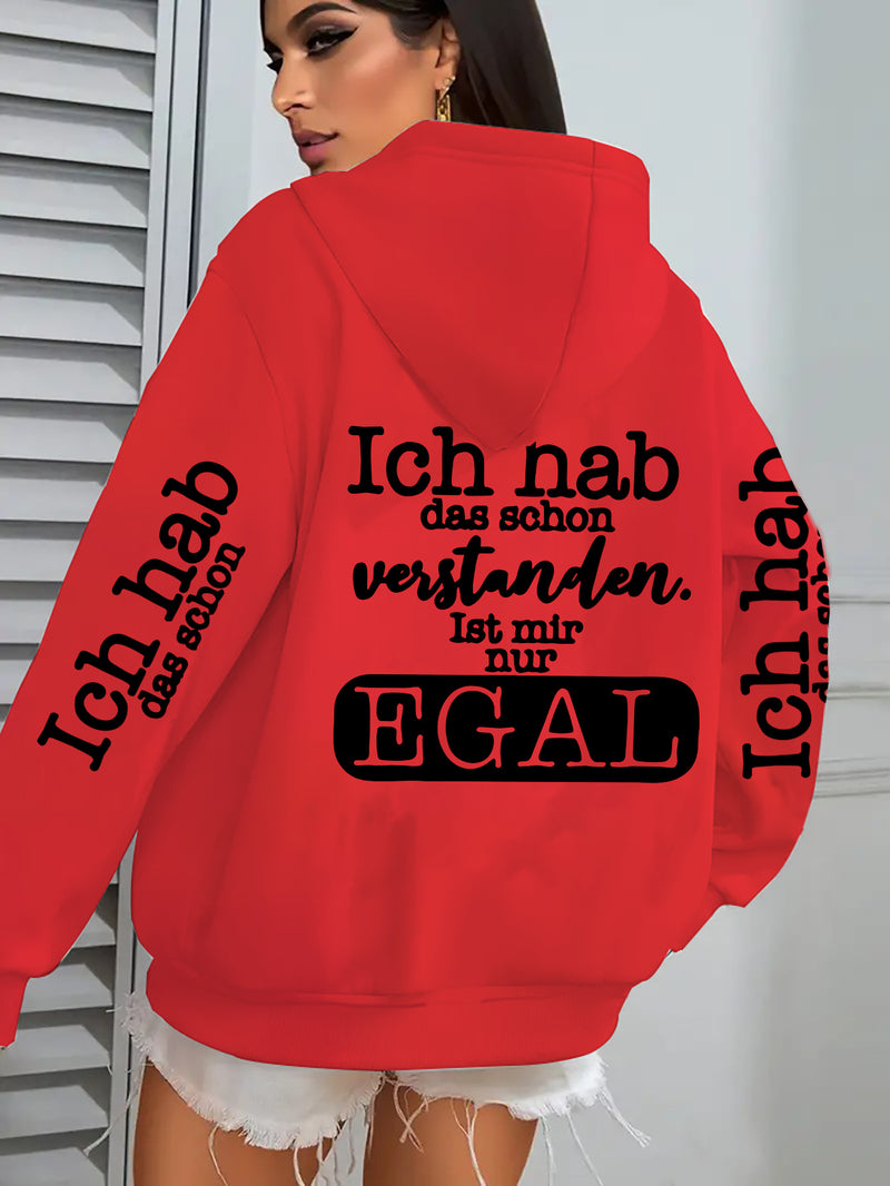 Women's Black Stylish Minimalist Zip-Up Hoodie.