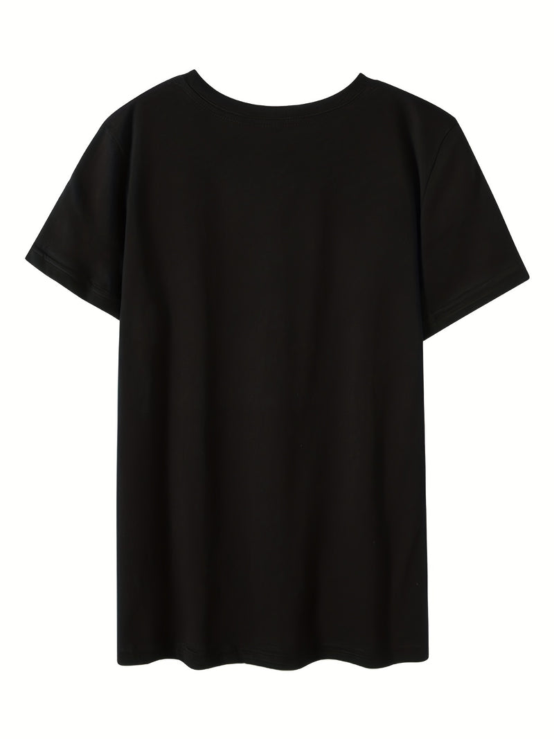 Women's Casual Crew Neck T-Shirt with "SUNSHINE" Graphic Print.