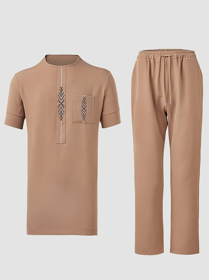 Men'S African Dashiki Short-Sleeve Set Featuring a Comfortable.