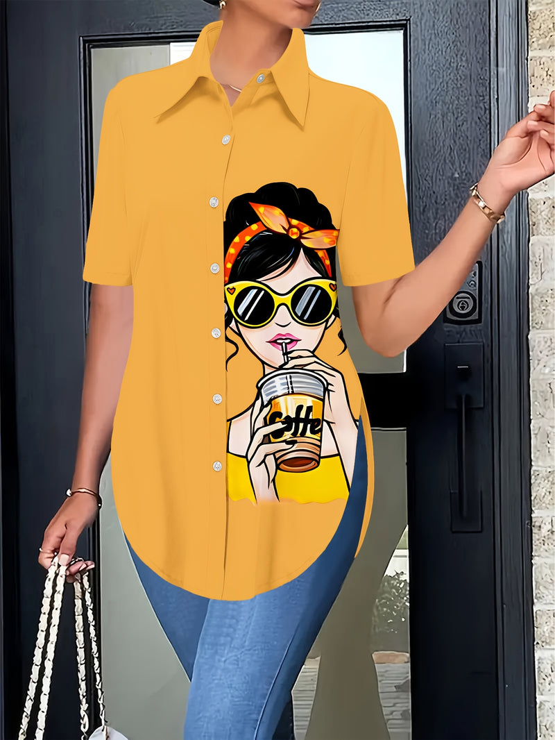 Women’s Beautiful Blouse with Lady and Beauty Pattern Print.