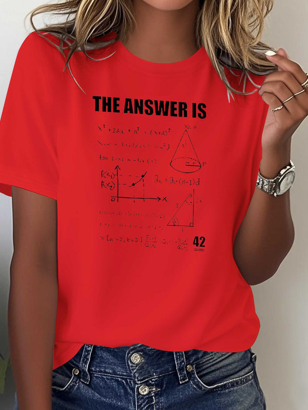 Women's Pure T-Shirt with Math-Themed Print.