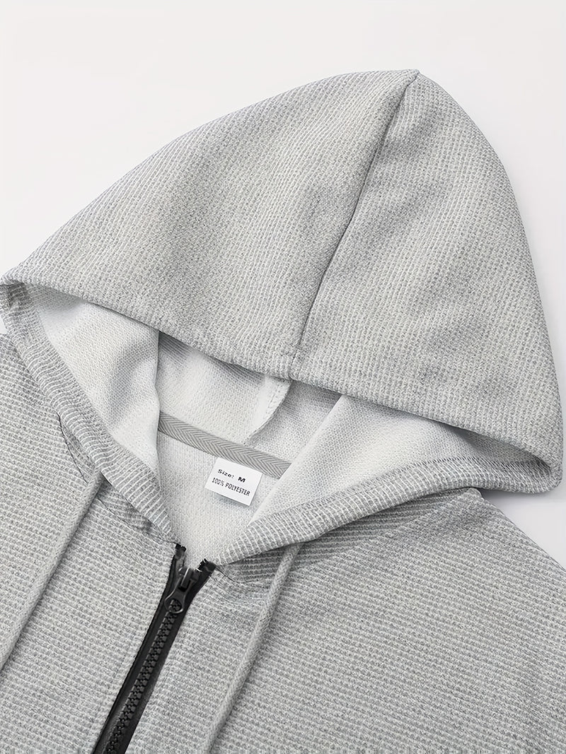 Men's Casual Sports Set Hooded Zipper Design.