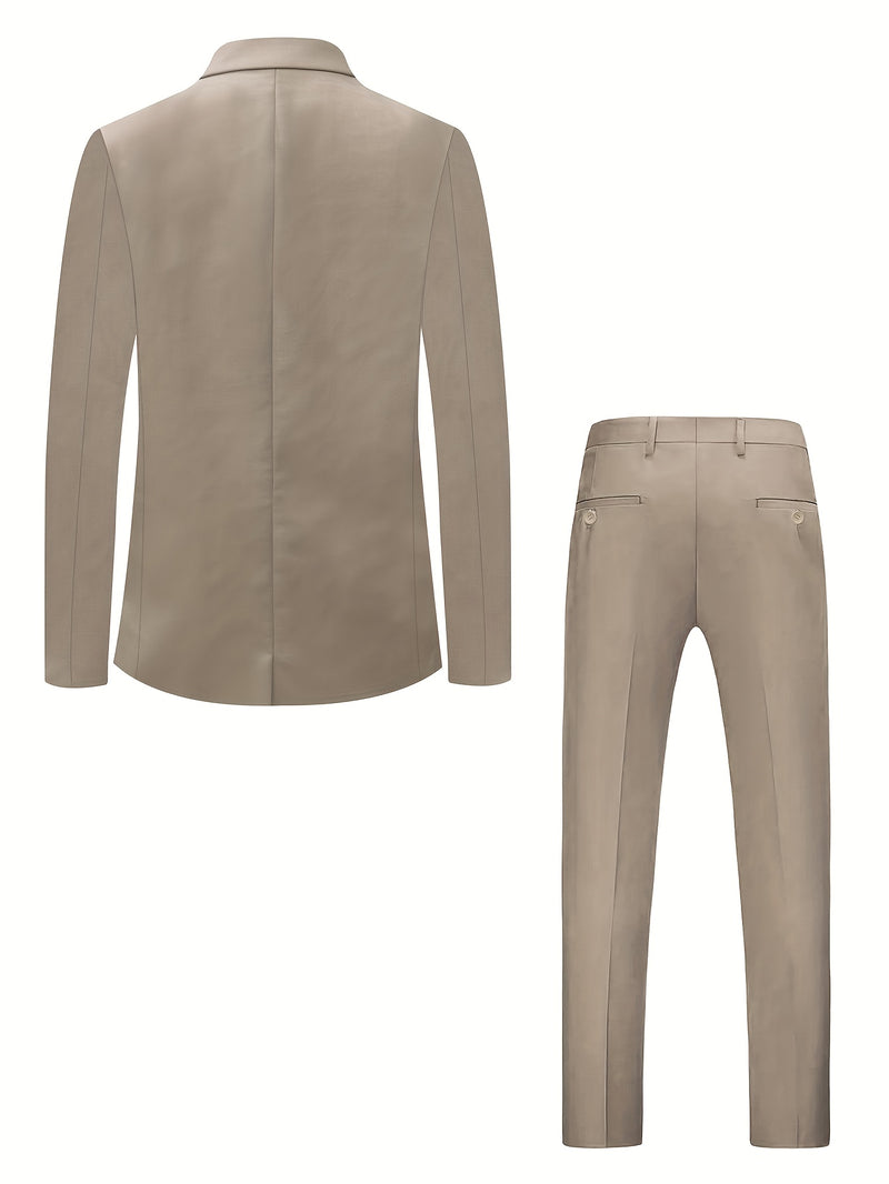 Men's Classic One-Button Suit - 3pcs Suit.