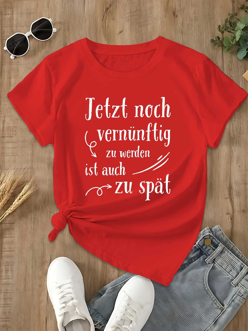 Women’s Fun German Humorous Slang Fashion T-shirt Short Sleeves.