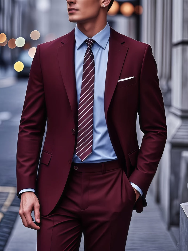 2pcs Classic Suit Set- Men's Formal Wear- High Quality, Comfortable Fit.
