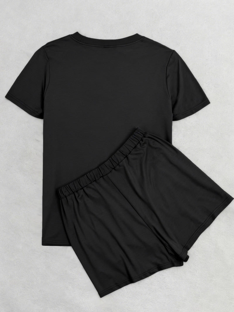 Women's Trendy Casual Sports Short-Sleeve Top And Shorts Set.