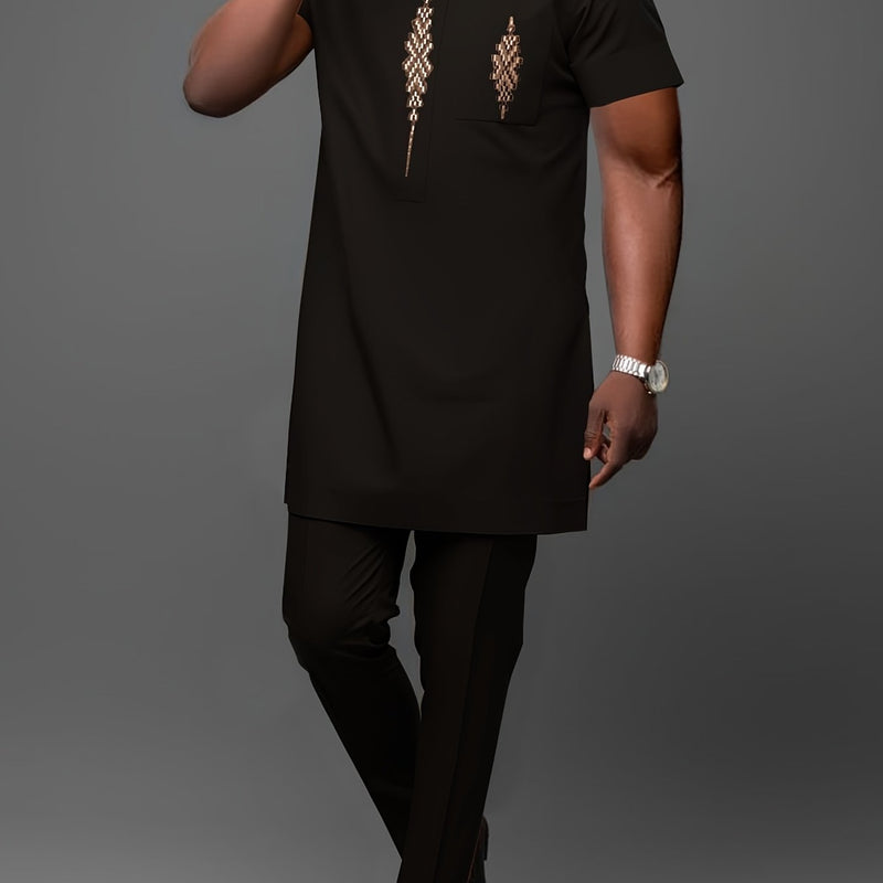 Men'S African Dashiki Short-Sleeve Set Featuring a Comfortable.