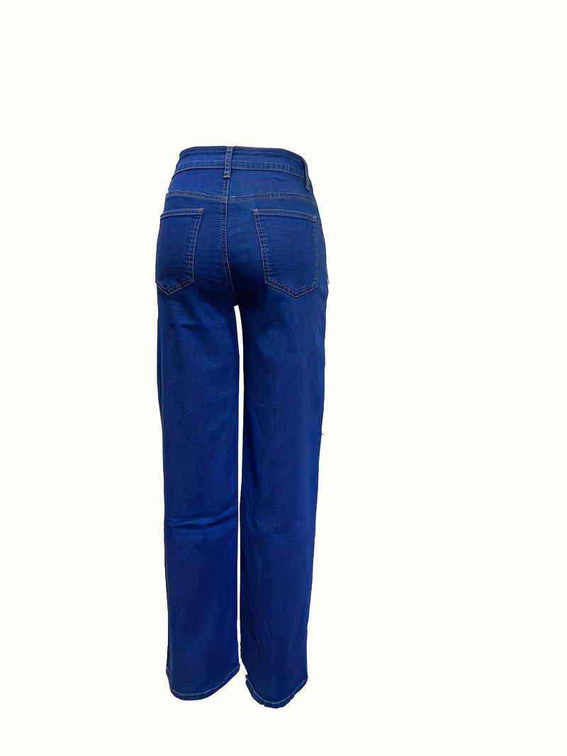 Women's Plus Size High-Waisted Wide Leg Jeans.