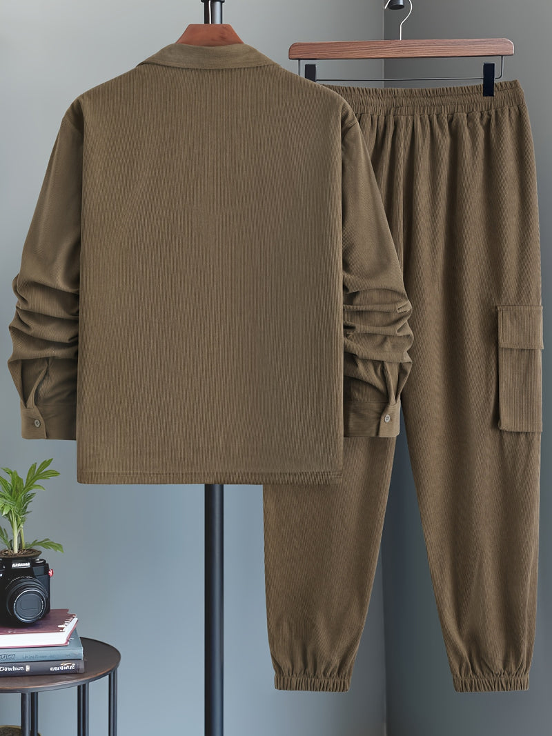Men's Four-Season Long Sleeve Turn- Collar Double.