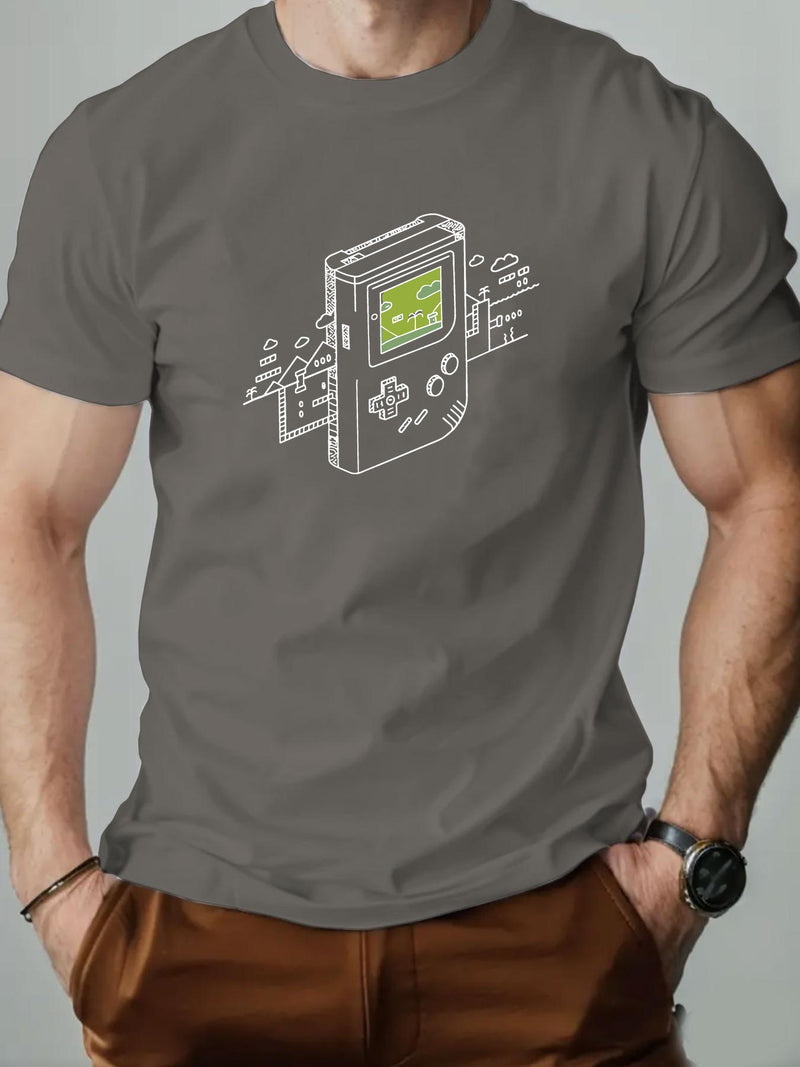 Men's Gaming Console Print Summer Casual Crew Neck Short Sleeve T-Shirt.