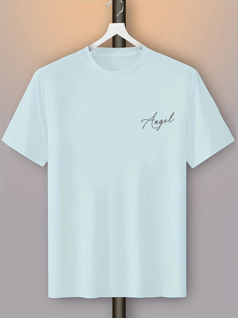 Men's Casual Street Style Angel Graphic T-Shirt.