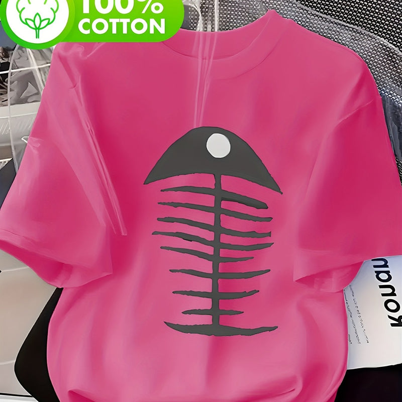 Women’s T-Shirt with Fish Bone Graphic.