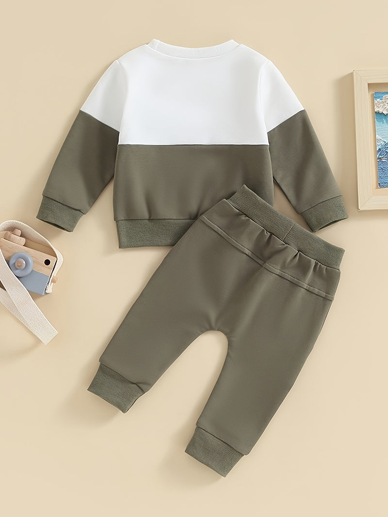 2pcs 0-2 Years Old Baby Boy Winter Clothes Contrast Color Long-Sleeved.