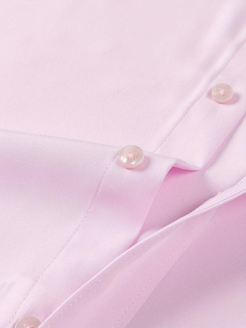 Two-Piece Set of Men's Solid Color Elastic Shirts.