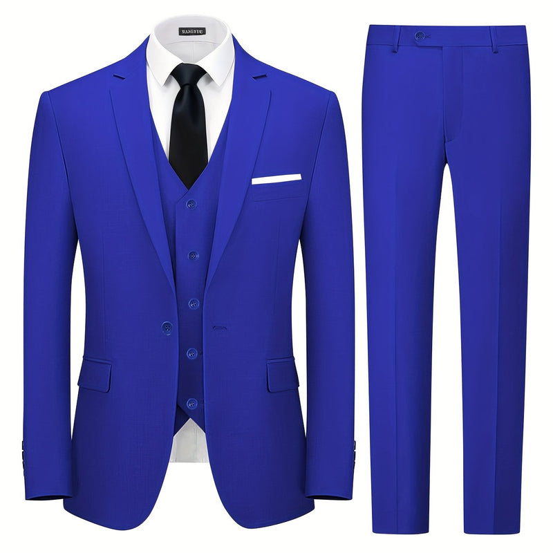 Men's 3pcs Regular Casual Business Suit Set Including Jacket.