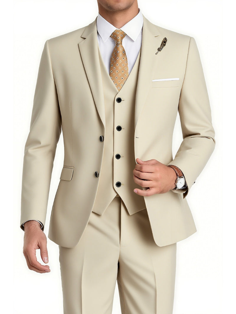 Men's 3pcs Suit Set: Jacket + Vest + Pants, Business Casual.