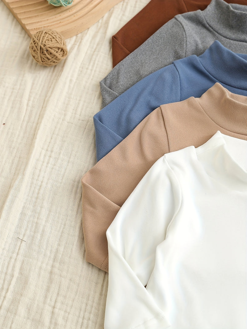 New Spring And Autumn High-Neck Embroidered Base Shirt for Baby Boys.