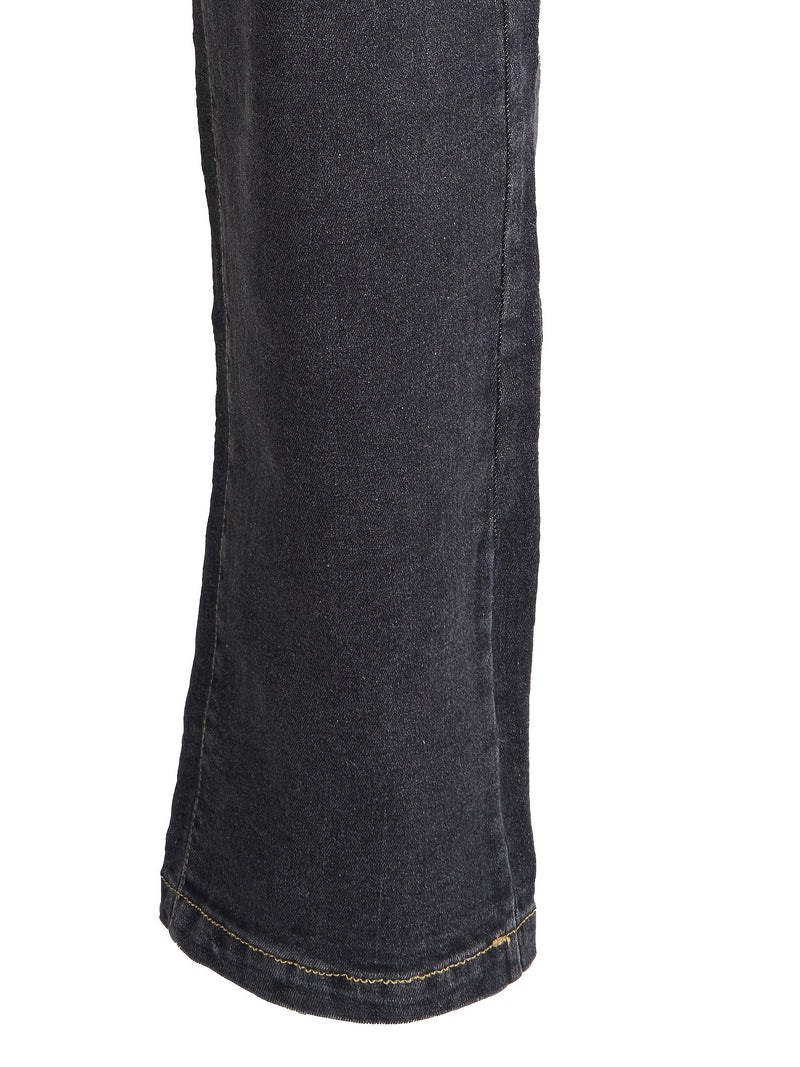 Women’s Unisex Vintage Blue Jeans, Black-Gray Long Pants.