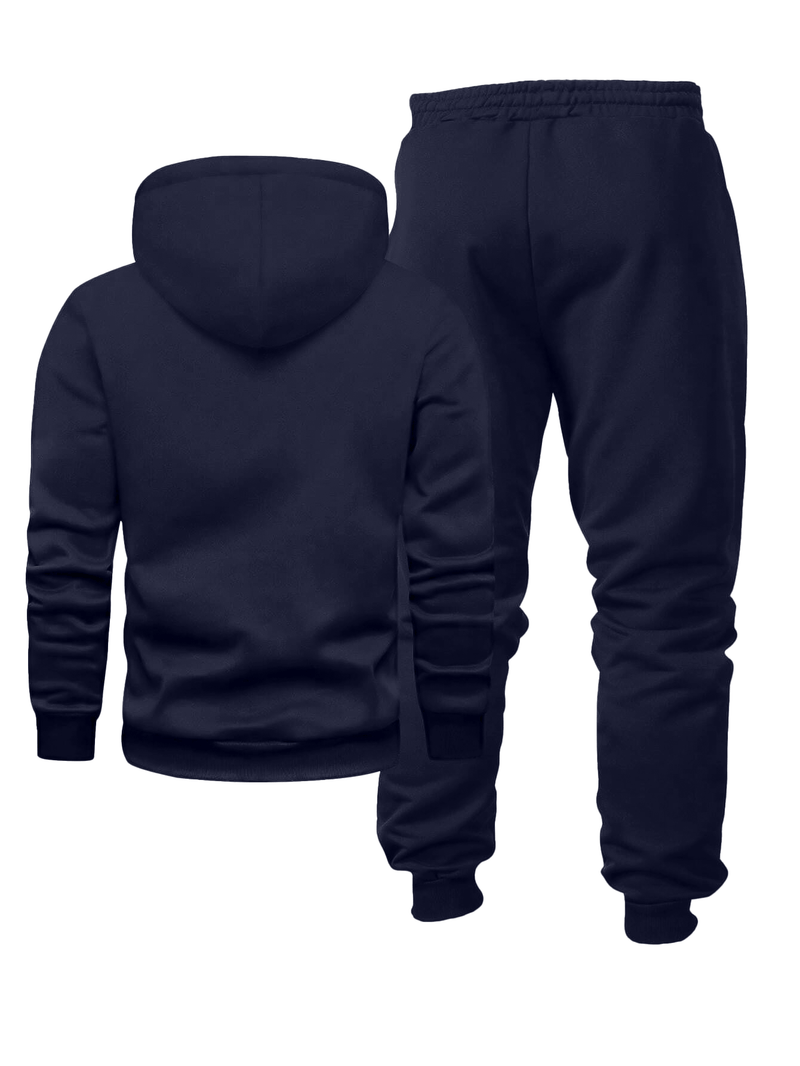 Men's Fashion Slogan Hoodie Four-Piece Set with Drawstring Elastic.