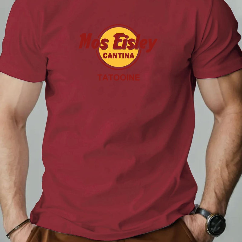 Men's Mos Eisley Cantina Logo Pattern Summer Casual Short-Sleeve T-Shirt.