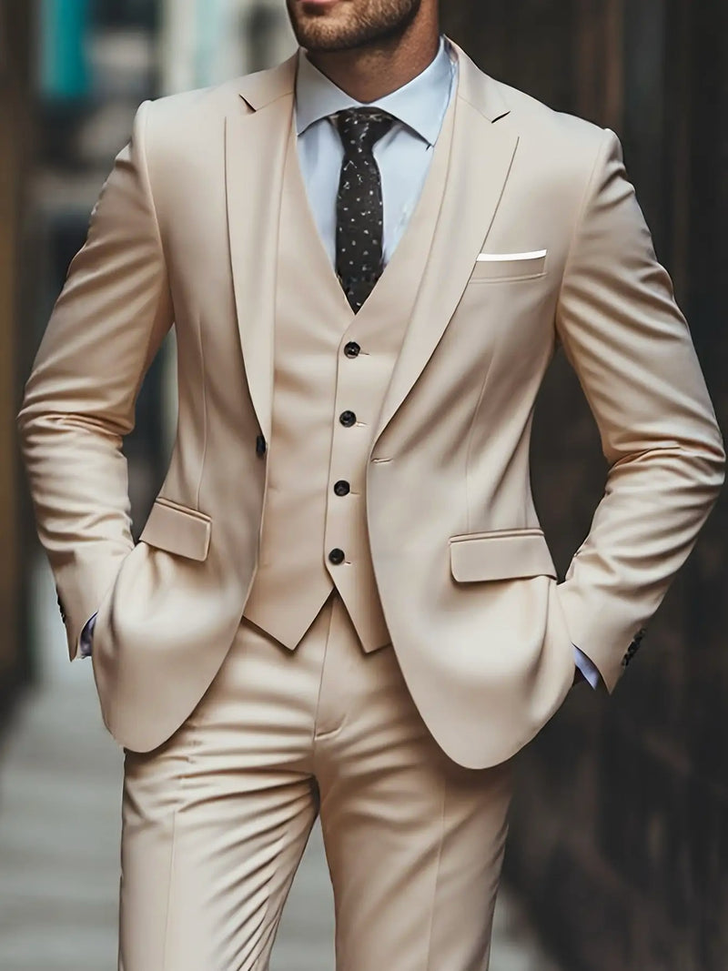 Men's 3pcs Suit Set, Wedding Dress, Vest, Work Uniform.