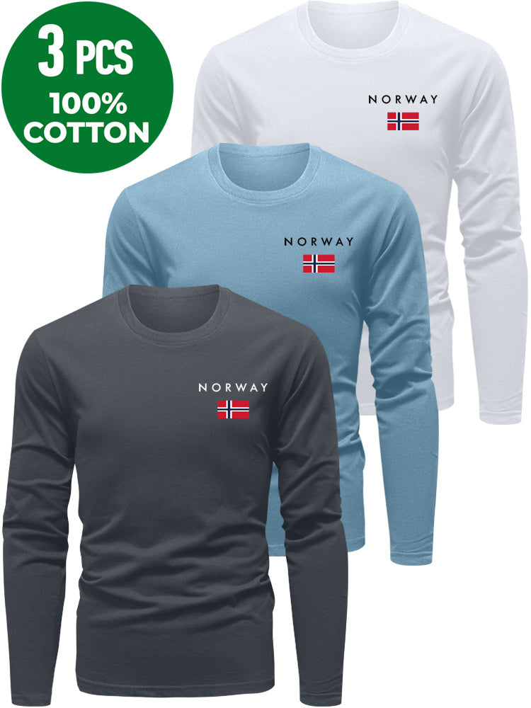 3pcs Men's Long Sleeve T-Shirts.