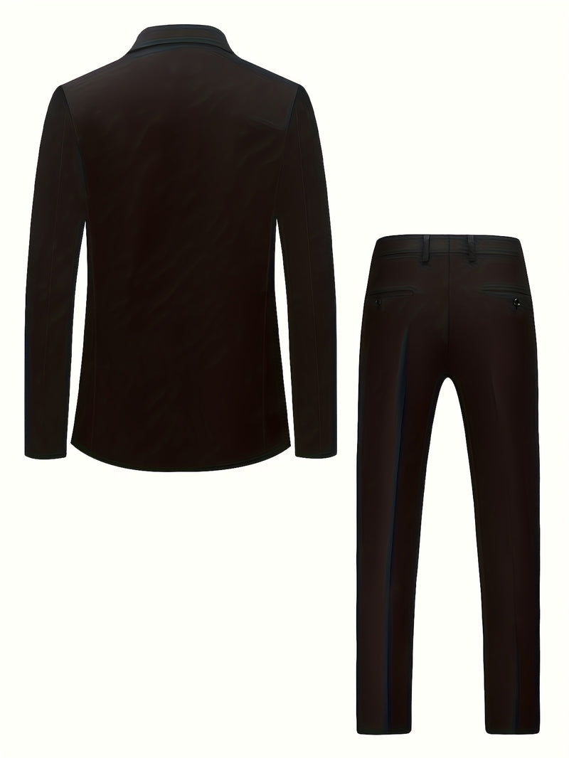High-End Men's Formal Three-Piece Suit Set, Including a Blazer.