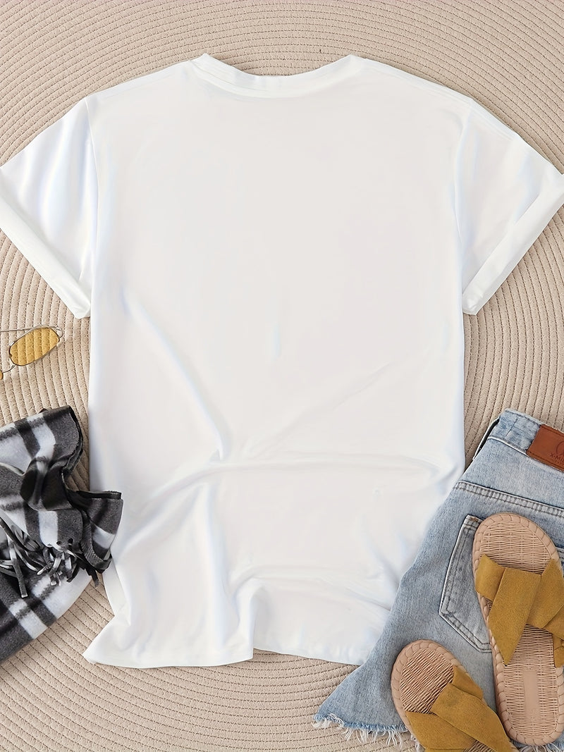 Women's Spring - Summer Short - Sleeve Crew - Neck Casual T-Shirt.