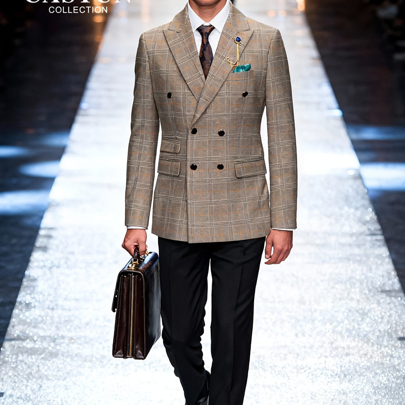 A 2pcs Slim-Fit Suit Set for Men, Suitable for Light Business.