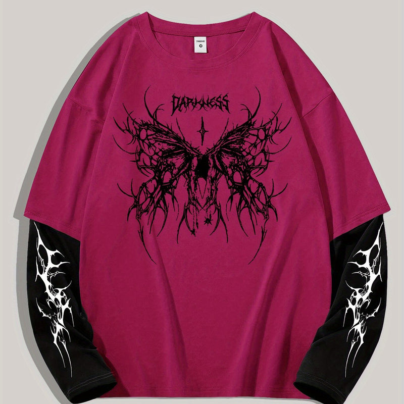 Men's High Street Hip-Hop Dark Style Print T-Shirt.