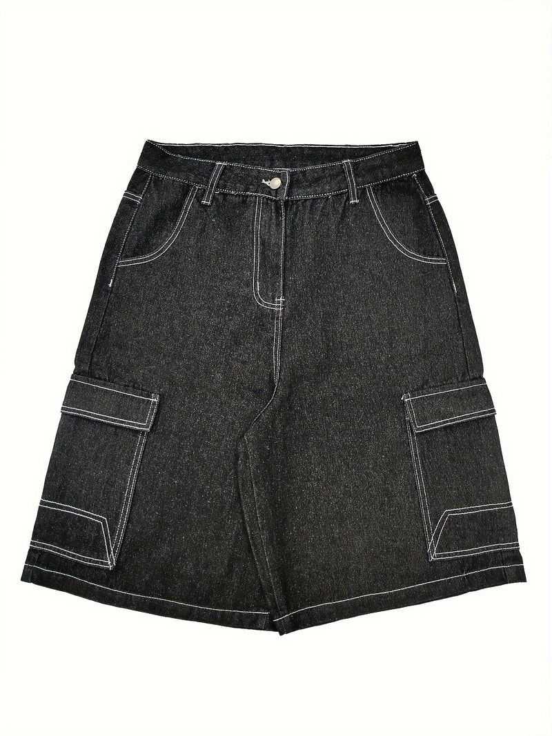 Women’s Letter Embroidered Loose Wide-Leg Shorts.