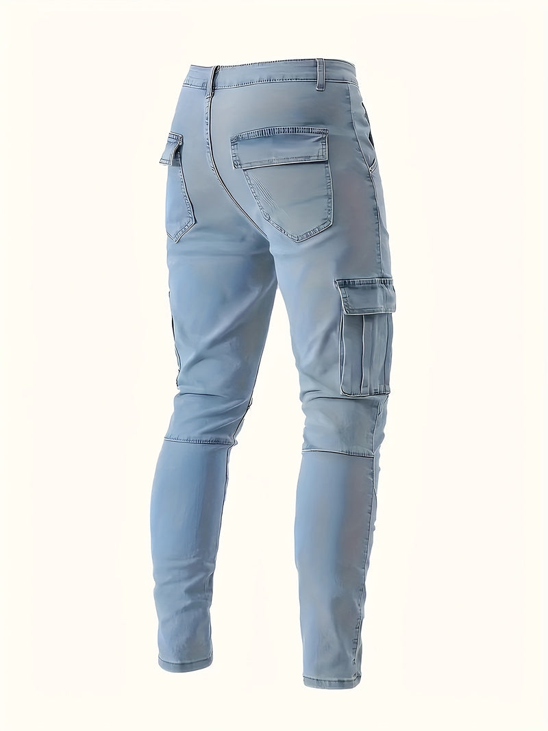 Men's Trendy Casual Long Pants with Multiple Pockets.