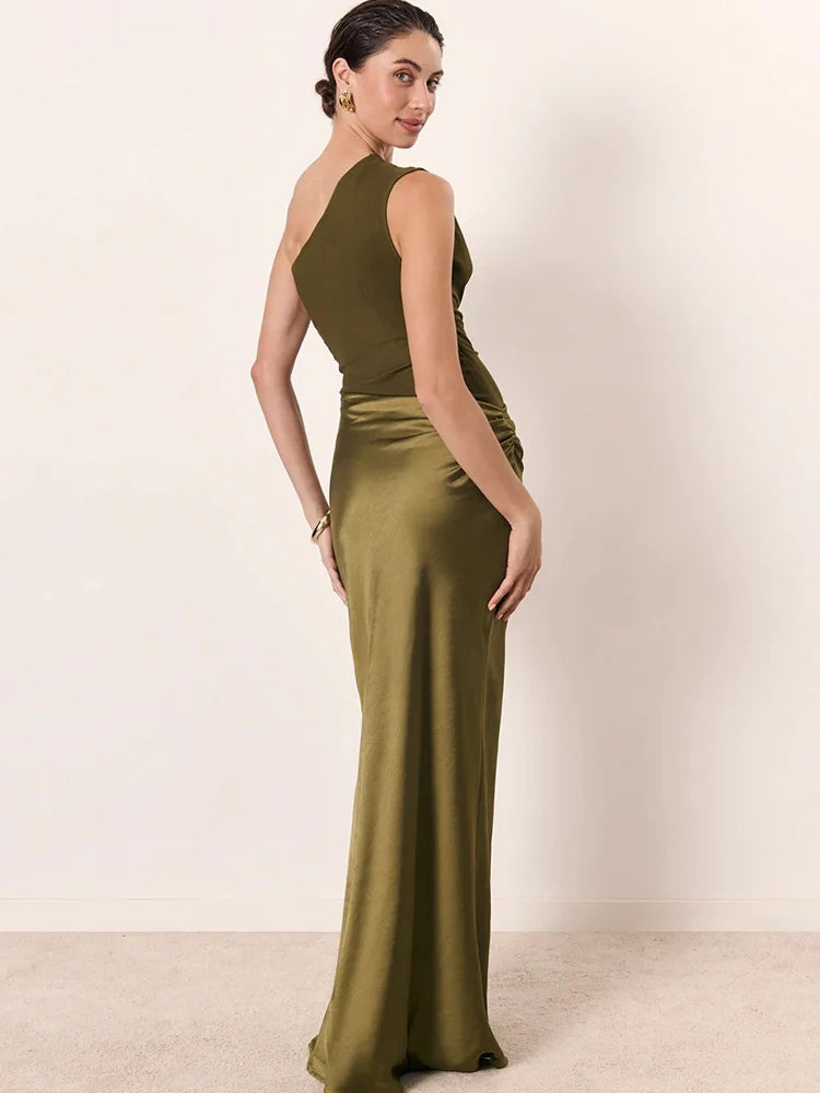 Women’s Maxi Dress Brown Sleeveless Evening Dress.