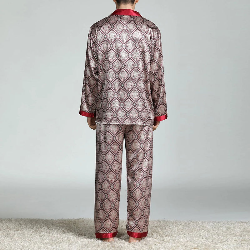 Men’s Satin Silk Pajama Sets Sleepwear Casual.