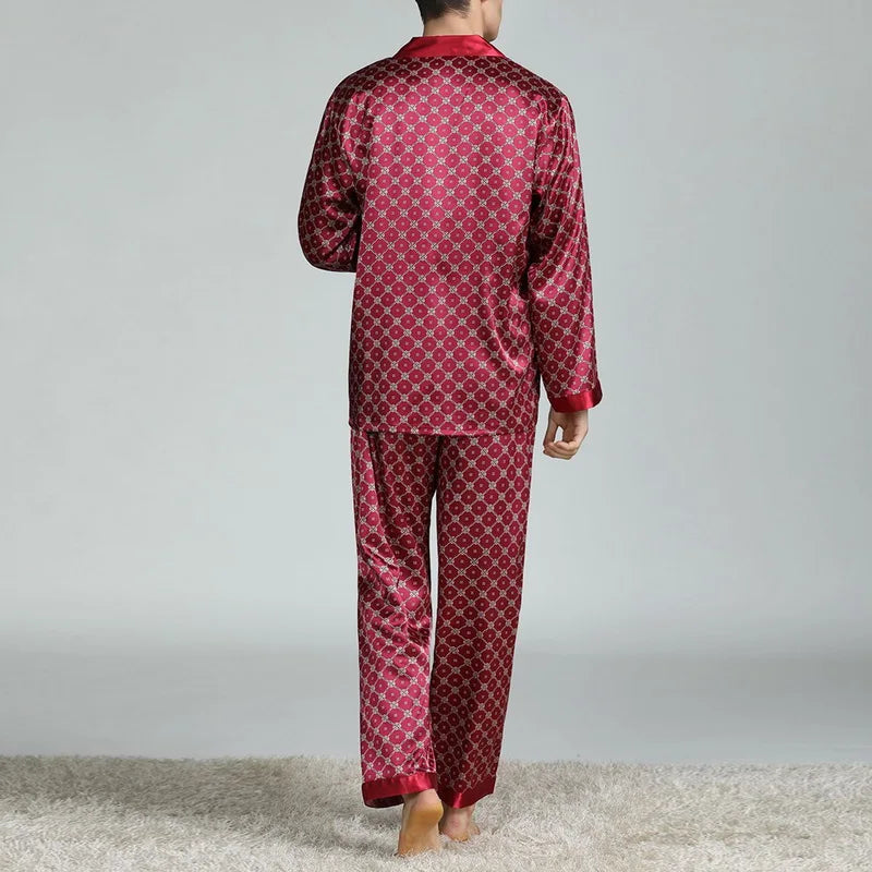 Men’s Satin Silk Pajama Sets Sleepwear Casual.