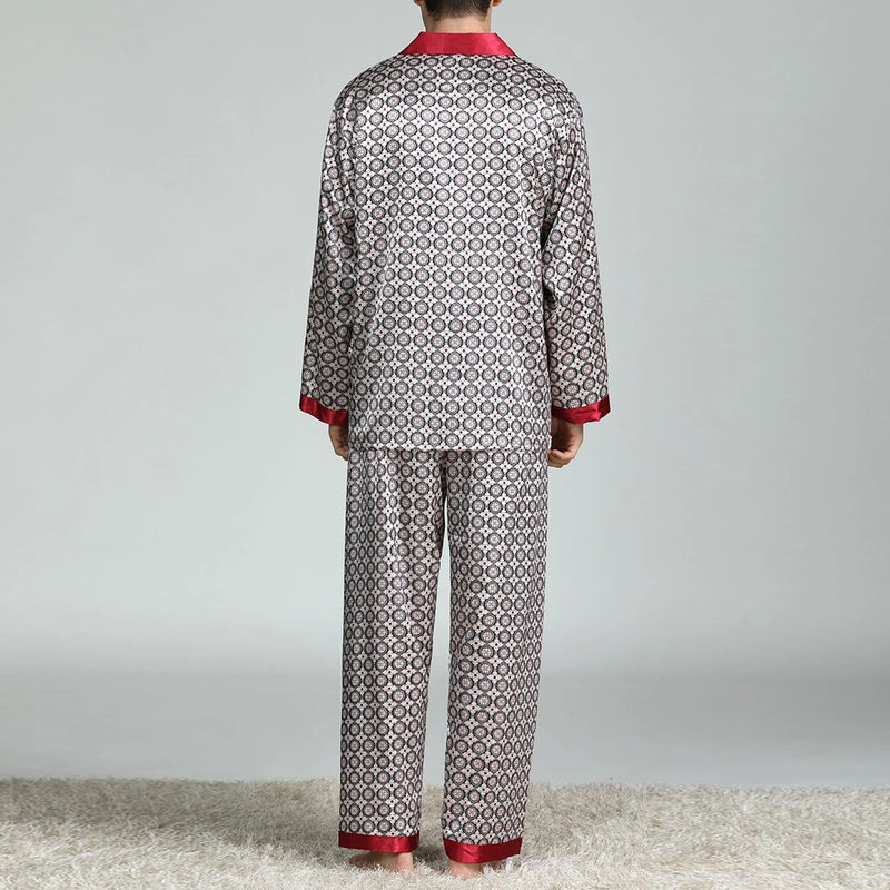 Men’s Satin Silk Pajama Sets Sleepwear Casual.