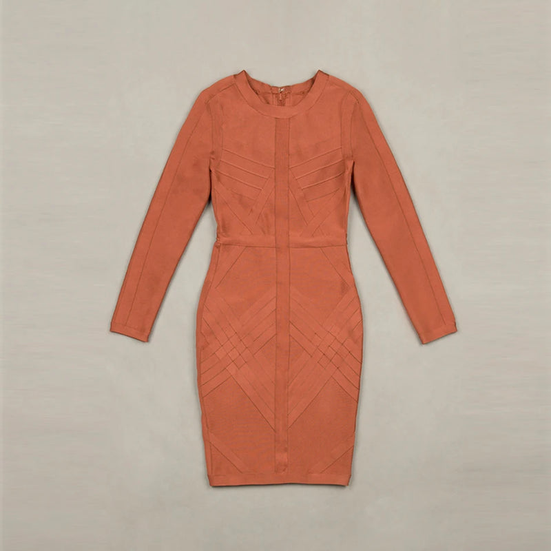 Women's Bandage Dress Long Sleeve O-Neck Sexy Night Celebrity.
