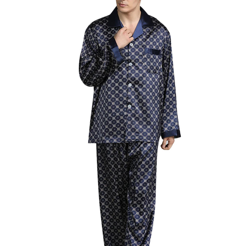 Men’s Satin Silk Pajama Sets Sleepwear Casual.