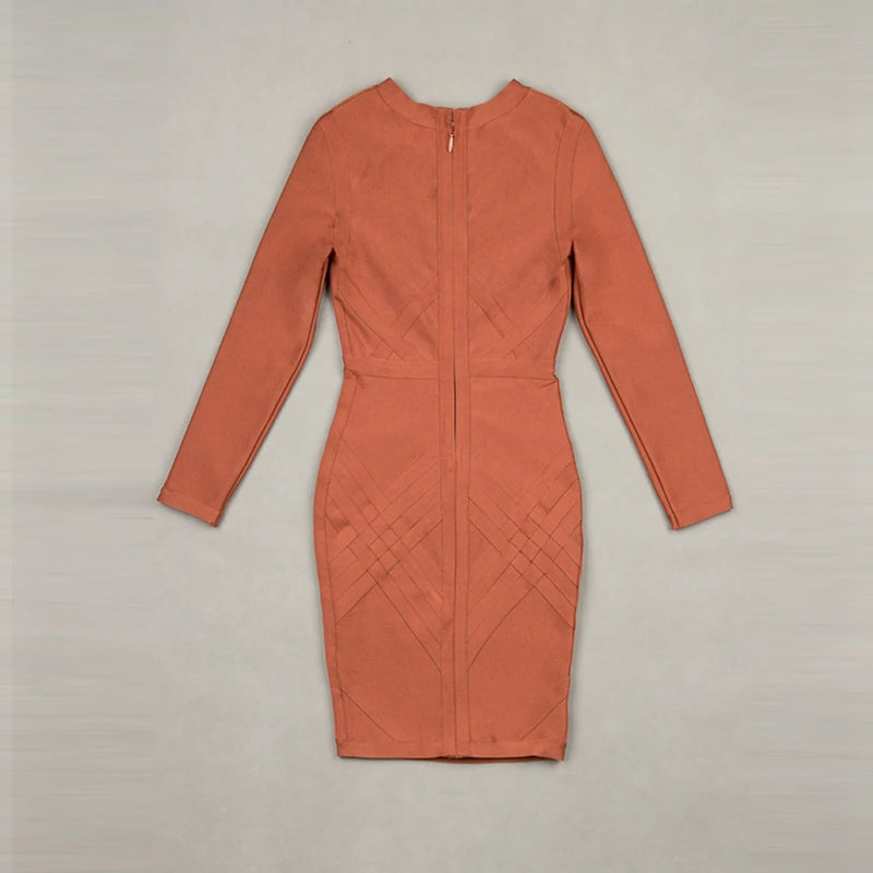 Women's Bandage Dress Long Sleeve O-Neck Sexy Night Celebrity.