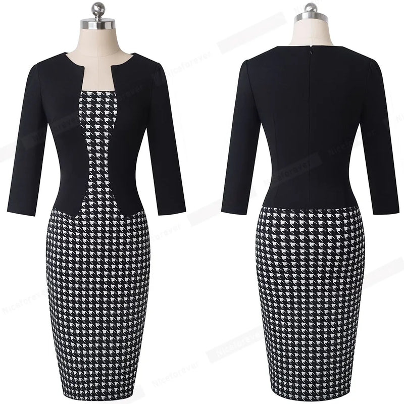 Women’s Nice-forever Faux Jacket Vintage Elegant Patterns Work dress.